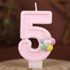 Five-color Flower Number Birthday Candle Pink Cake Decoration Birthday Handmade Candle 0-9