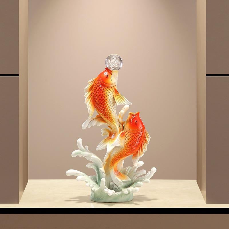 New Chinese Style Wealth Fish Brocade Lithium Fish Ornament Living Room Wine Cabinet Office Decoration Gifts