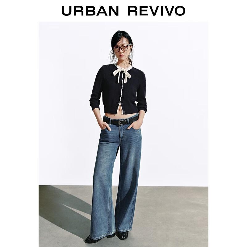 UR 2025 Autumn Chic Lace Trim Knit Cardigan