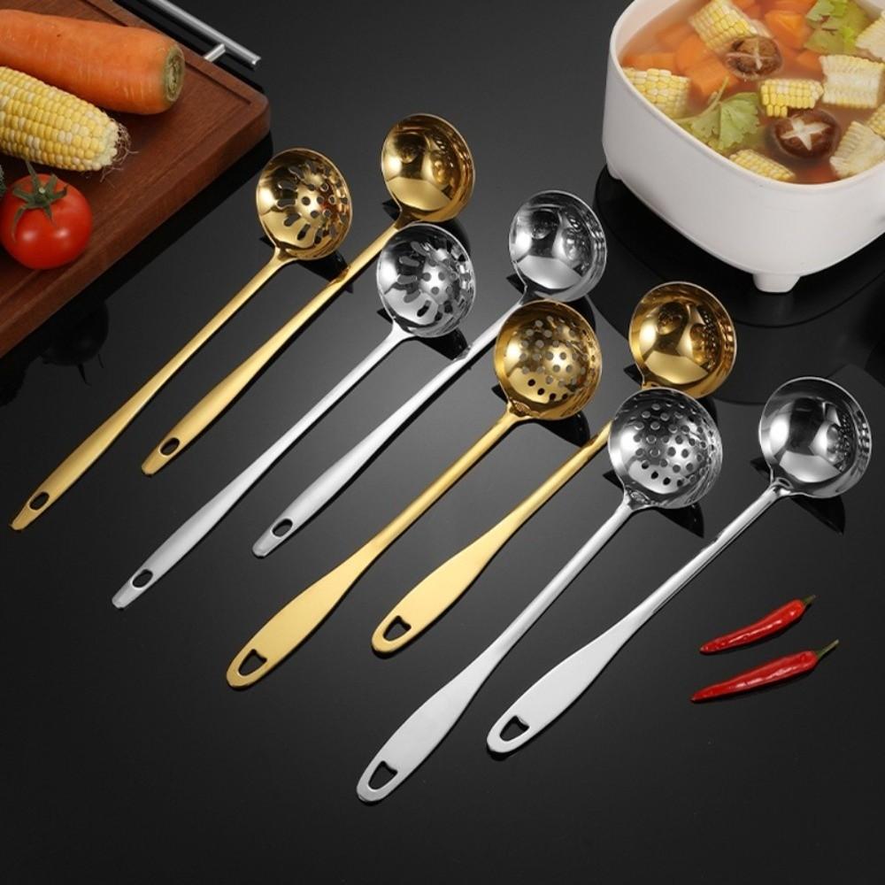 Anti Scald Soup Spoon Colander Long Handle Cooking Utensils Kitchen Tableware  Hotpot Serving