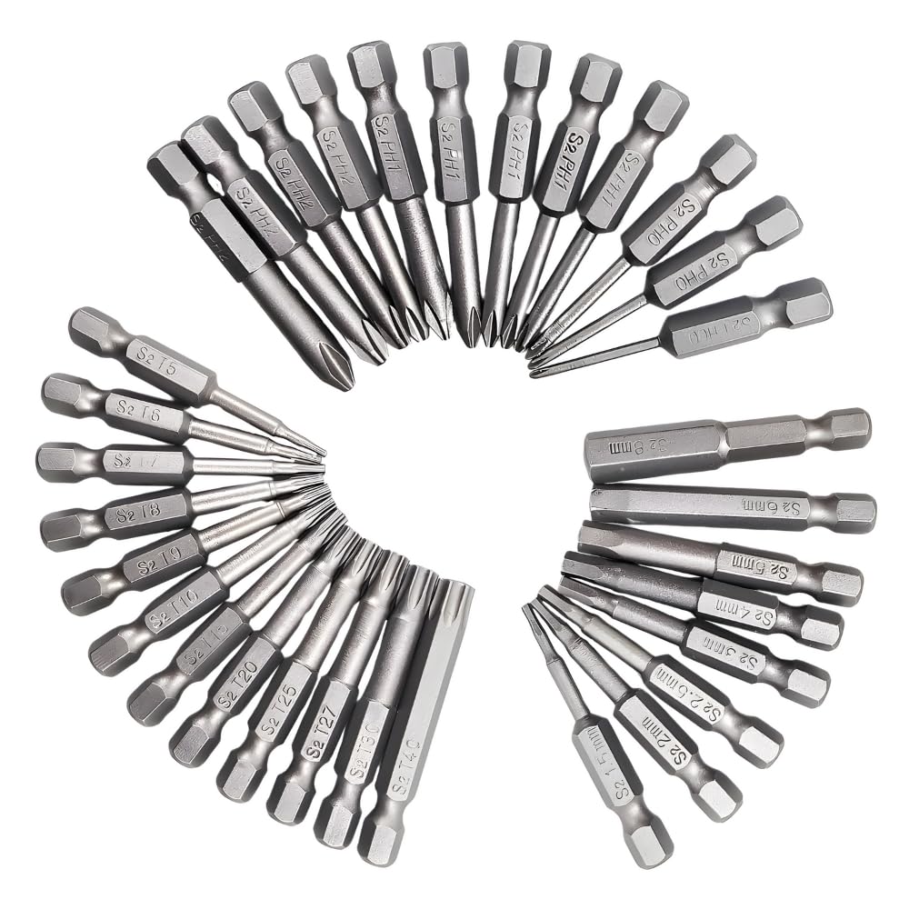 Makita Driver Bit for Electric Impact Drills 32-Piece Set, 6.35mm, Magnetic, Hex, Star, Torx, Plus, Screwdrivers,