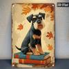 Vintage Metal Sign Miniature Schnauzer on Books Decor for Home Bar Garage
