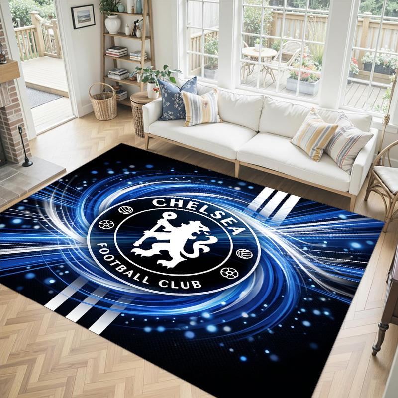 Chelsea FC Tasarımlı Kristal Kadife Halı Rahat Non?Yatak Odası Oturma Odası Girişi İçin Kaymaz Desenli Halı