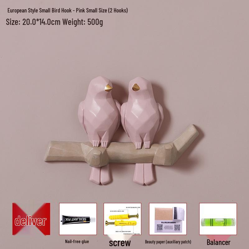 Handcrafted European-Style Small Bird Wall Hook for Keys & Coats