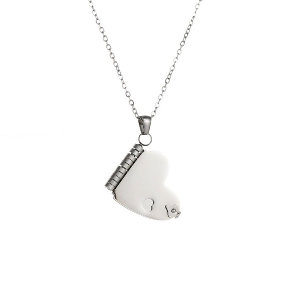 Herz Damen Pullover Kette Titanstahl Anhänger Liebhaber Choker Buch Anhänger Halskette Mädchen