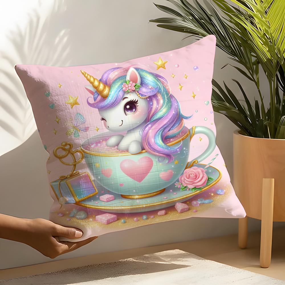 Cute Cartoon Unicorn Pillow Case Linen Cushion Covers For Decorative Sofa Home Pillows Case Car Chair Pillows Cases