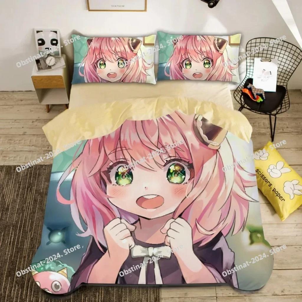 Cute Spy X Family Anya Duvet CoverAnime Spy Family Bedding SetBoys Girls Single Twin Queen Size Quilt Cover