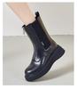 Genuine Leather Women Boots Woman Shoe Fashion Female Breathable Cowhide Bootie Front Zipper Light Black Boots
