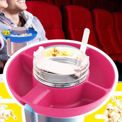 Silikon Bardak Aperatif Kase Yeniden Kullanılabilir Aperatif Halkası 40 oz Tumbler Saplı 4 Bölmeli Aperatif Tepsisi Konteyner Tabağı
