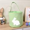 Easter Bunny Basket Plaid Gingham Easter Bucket with Handle Cute Egg Hunting