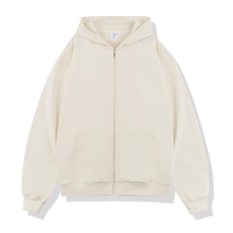 Aktualisiert Herbst und Winter 450G Frottee Entspannte Passform Reißverschluss Kapuzenpullover Einfarbig Freizeit Herren Thermojacke