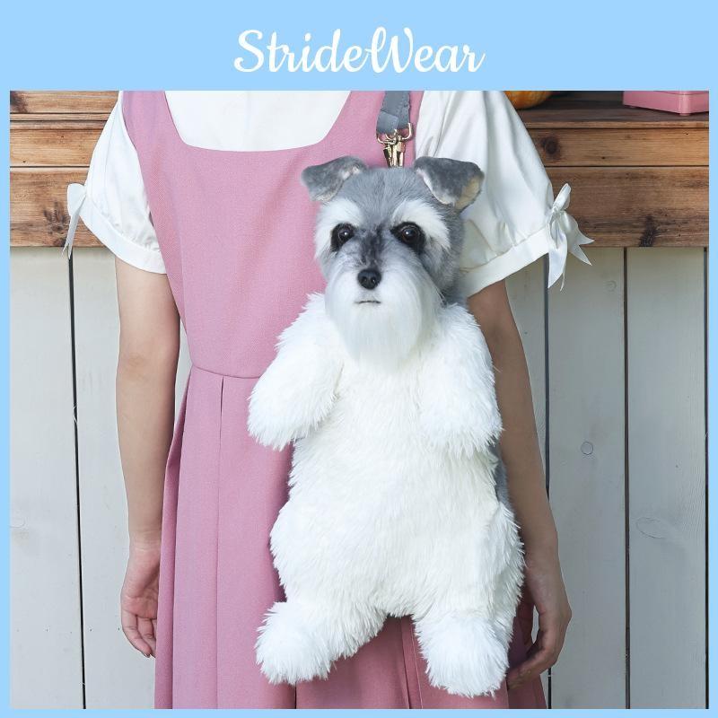 Backpack Plush Schnauzer Dog Doll Stuffed Animal Kawaii Cartoon Travel Bag Toy
