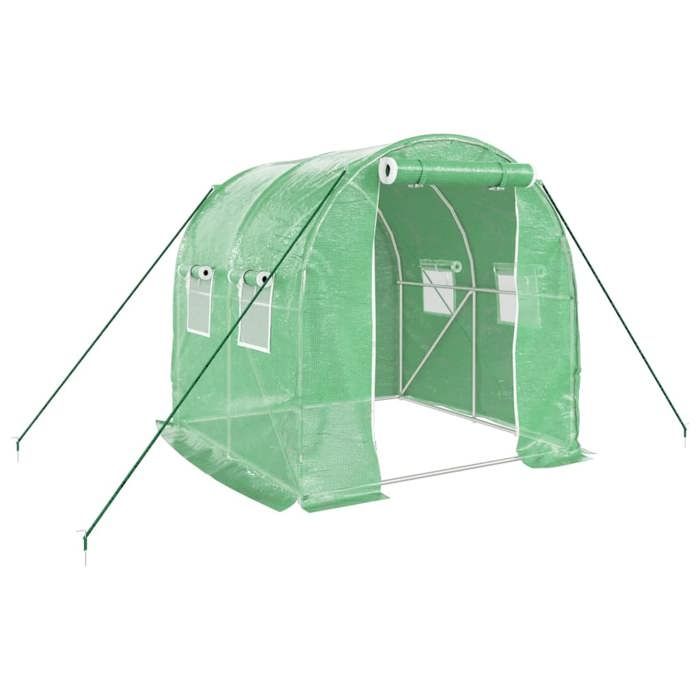 VidaXL Greenhouse with Green Steel Frame 4 M² 2x2x2 M, Polytunnel, Cold Frame, Tomato Greenhouse, Garden Greenhouse, 364073