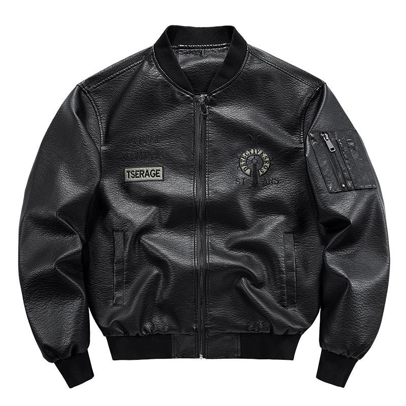 

Новые мужские кожаные куртки Новые универсальные кожаные куртки в корейском стиле приталенного кроя Мотоциклетные куртки больших размеров M чёрный