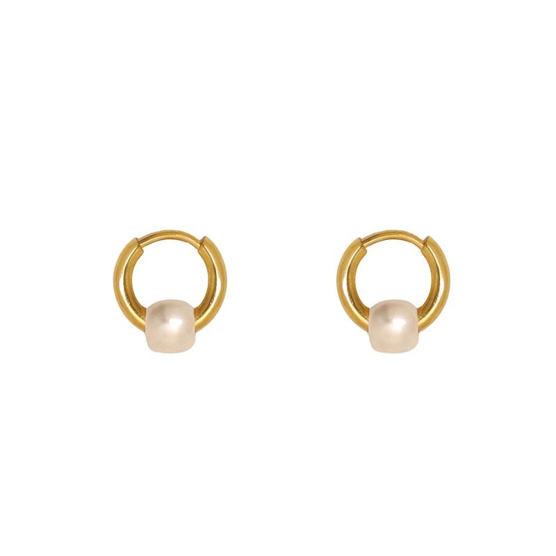 Korean Light Luxury Retro Round Pearl Earrings, High-End Medical 316 Simple And Versatile Temperament Earrings, Earrings, Earrings.