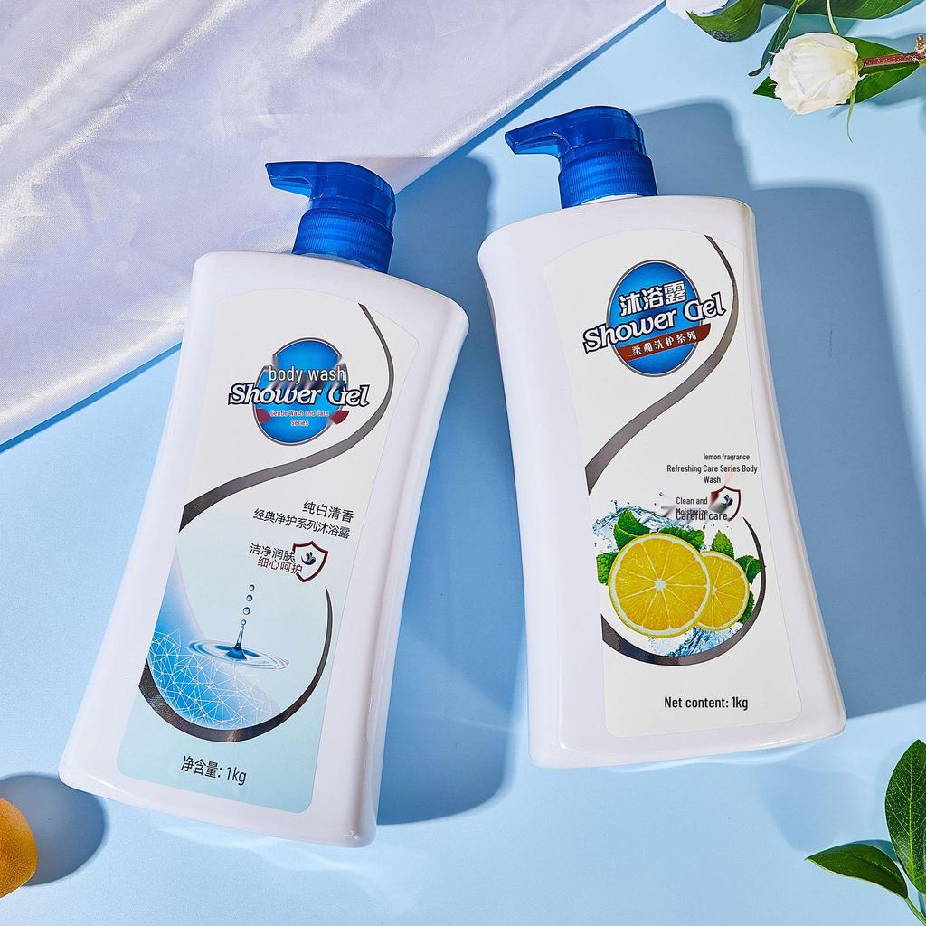 1000ML Pure White Shower Gel - Deep Cleansing Lemon Body Wash for Men & Women