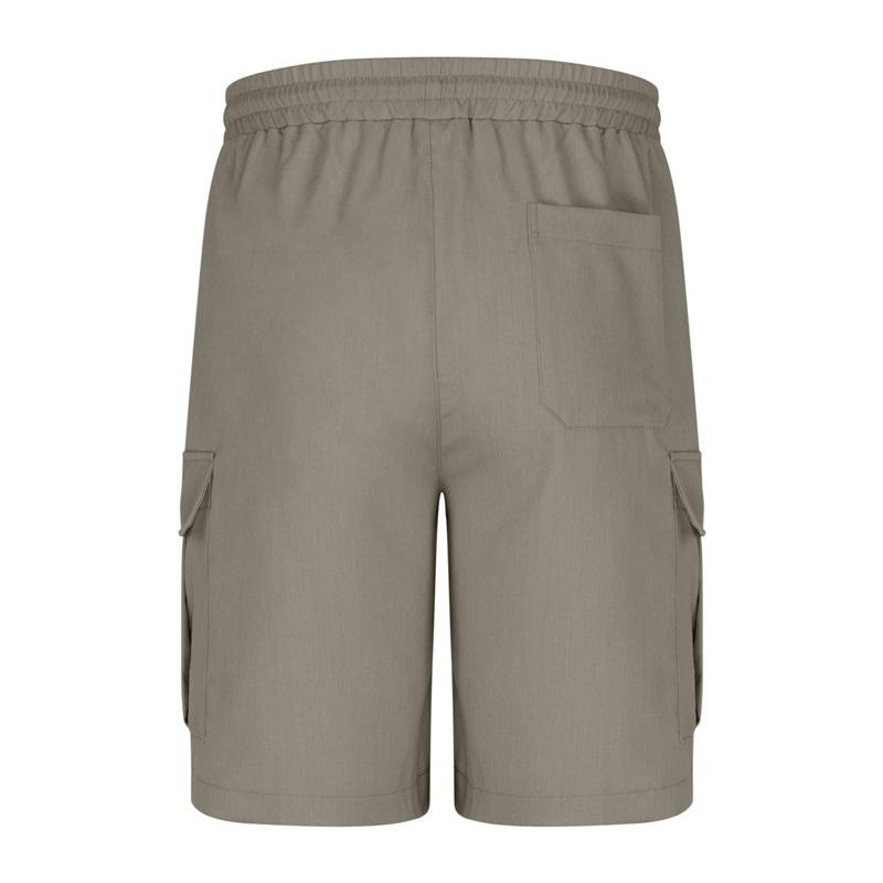 Men's Solid Color Drawstring Elastic Waist Multi-pocket Straight Five-point Pants Shorts Overalls Casual Pants