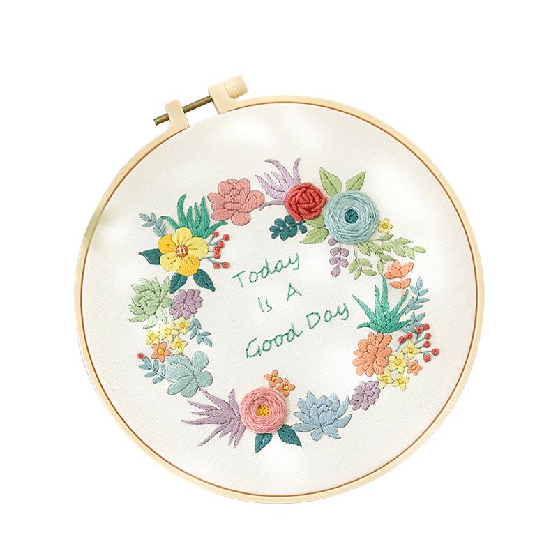 DIY Handmade Embroidery Kit: Blooming Flowers Ribbon, Nordic-Inspired Beginner Material Set, Perfect Gift