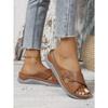 Large Size Buckle Women's Slippers Summer New Slope Heel Sandals Cross Belt Beach Cool Slippers Women