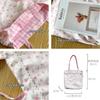 Sweet Plaid Floral Double Sided Women's Shoulder Bag Large Capacity Female Shopping Bags Casual Flower Ladies Tote Handbags