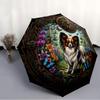 Clockwork Garden Papillon Pattern Umbrella, Portable and Foldable Design, 8 Ribs, a Casual Accessory for Halloween, Christmas, and Birthday Gifts.