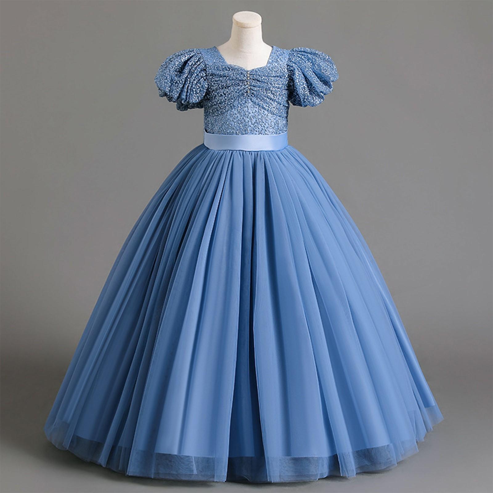 

Платье для девочки Платье принцессы Платье для ведущего на День защиты детей Платье 120 синий