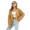 Three-dimensional Bubble Lantern Sleeve Loose Knitted Cardigan Women's Autumn and Winter  Sweater