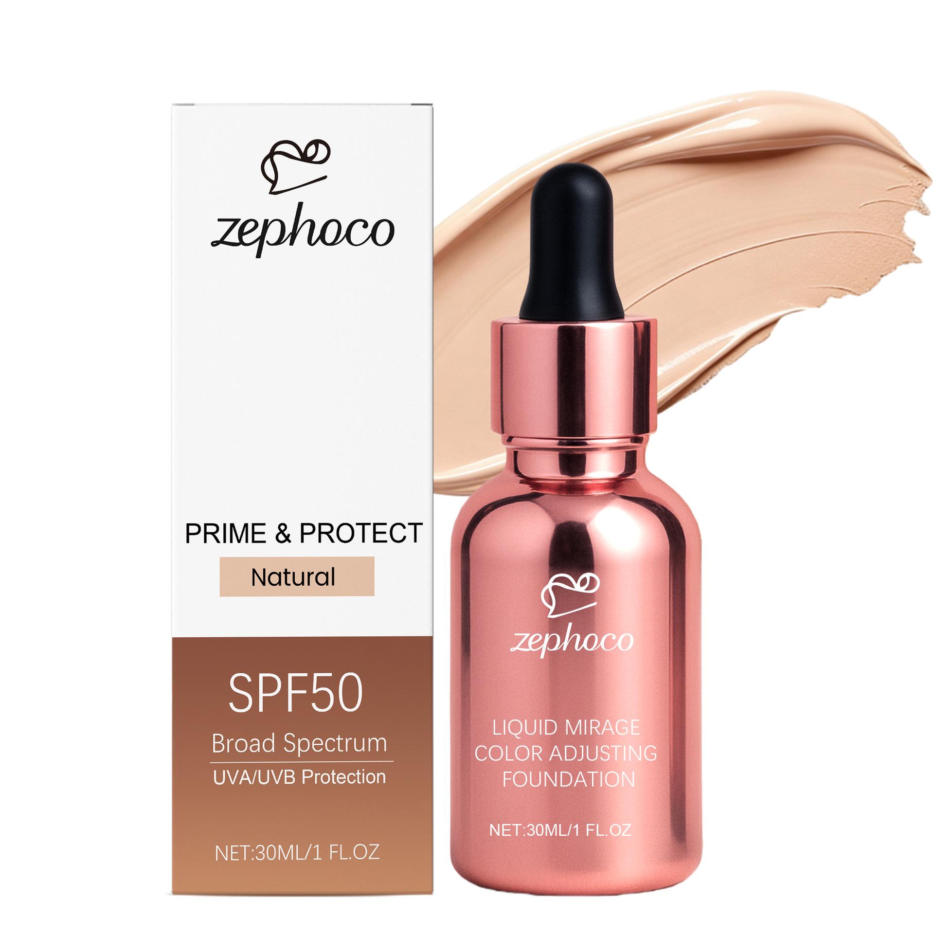 Zephoco Natural Color-Changing Hydrating Foundation: Clear, Long-Lasting, Adherent, Lightweight.