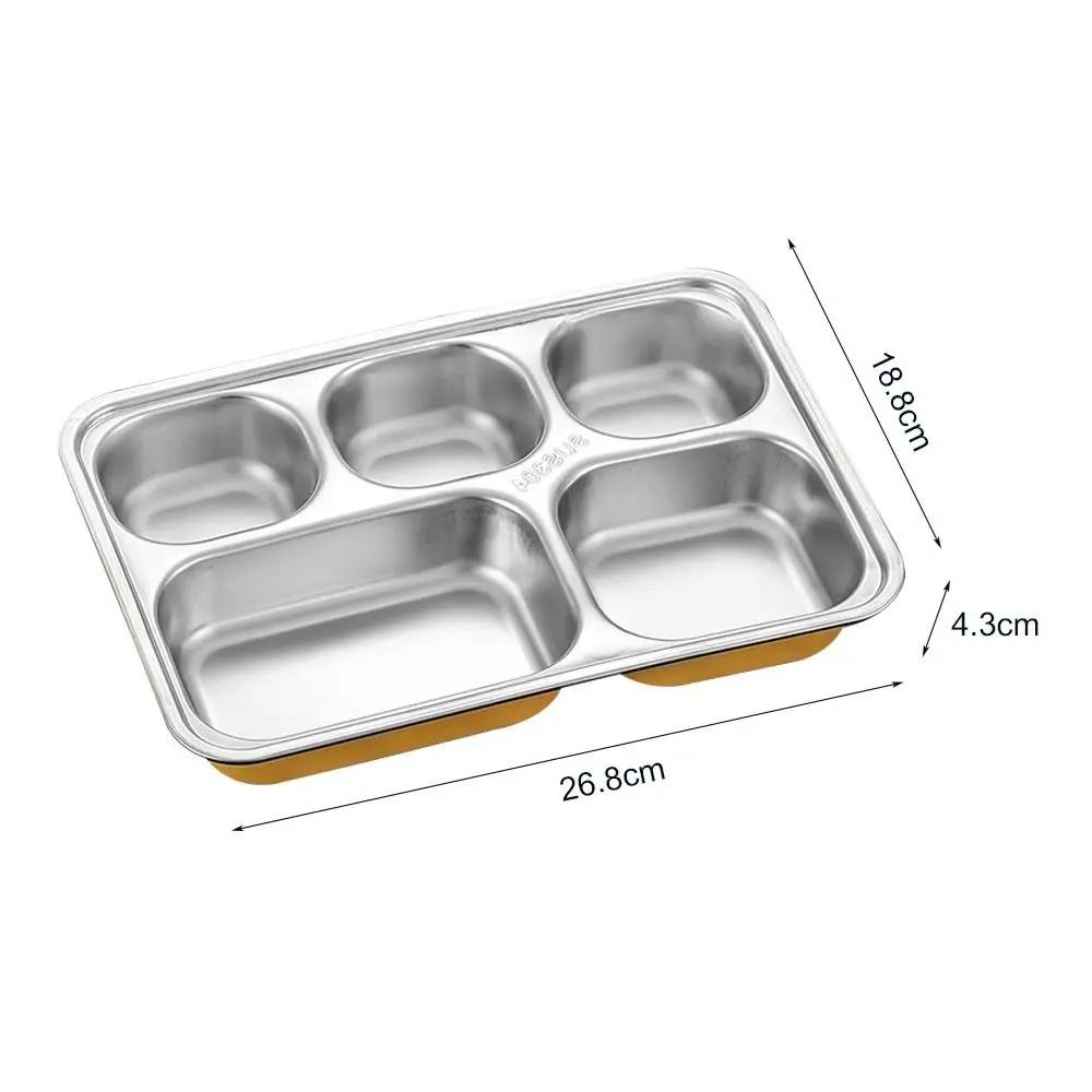 New Stainless Steel Dinner Tray Deepen Canteen Tableware Divided Plates Thickening High-quality Divided Fast Food Plate