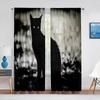 Black Cat Big Eyes Animal Grey Tulle Curtains for Living Room Bedroom Decoration Transparent Chiffon Sheer Voile Window Curtain