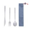 Boundless Voyage Titanium Camp Cutlery Set Spoon Fork Knife Lightweight Durable Compact Cooking Utensils Solo Camping Outdoor Gear Storage Bag 3-Piece