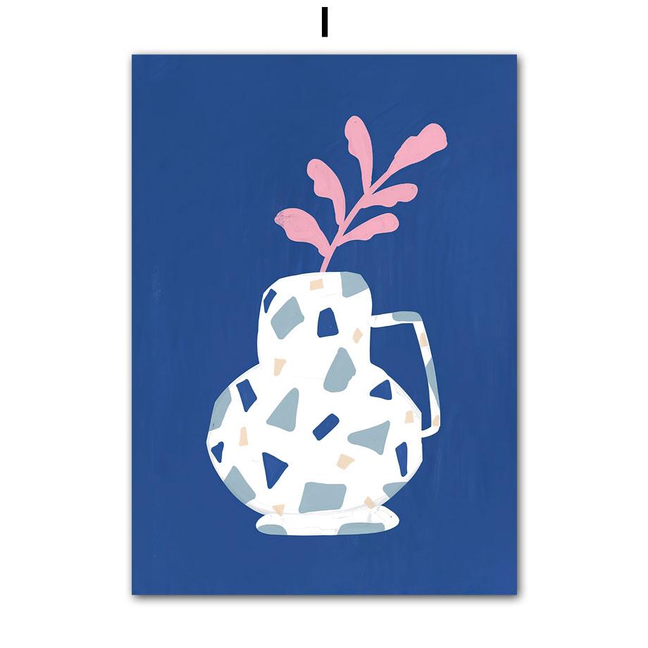 Abstrakte Mädchenvase Blumen Blätter Illustration Wandkunst Leinwandmalerei Nordisches Poster und Drucke Bilder für Wohnzimmerdekor