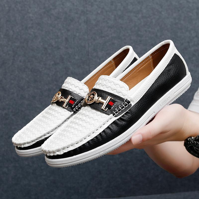 Męskie mokasyny buty do jazdy białe biznesowe biurowe płaskie casualowe wsuwane buty w dużych rozmiarach dla mężczyzn