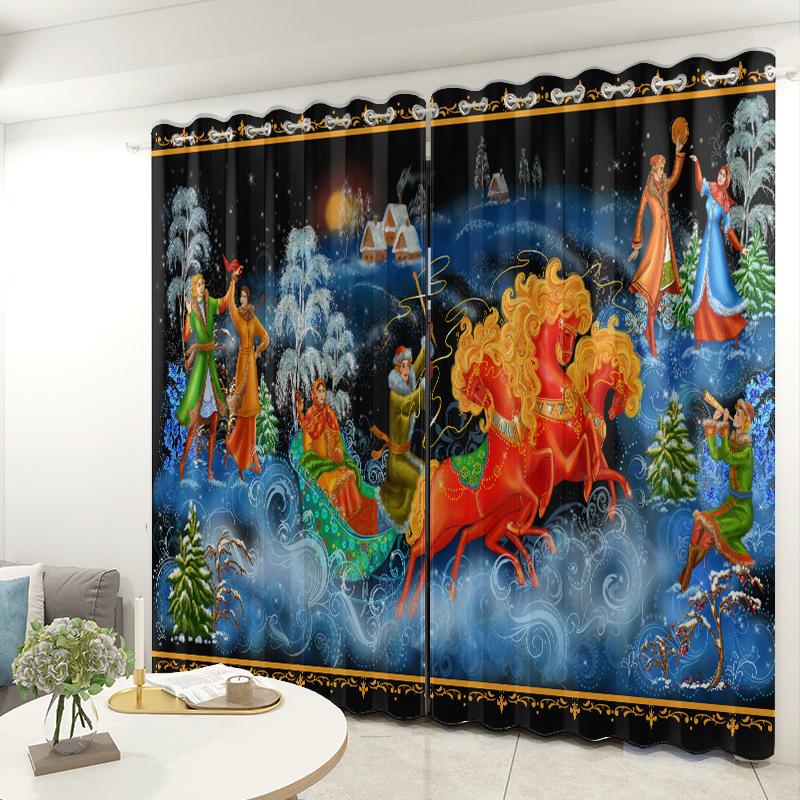 Christmas Curtains Bedroom Living Room Balcony Blackout Curtains Office Hotel Insulation Curtains