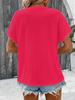 Frühling/Sommer 2025 Damen Plus Size Knopf Kurzarm T-Shirt - Europäischer/Amerikanischer Stil, Einfarbige Mode