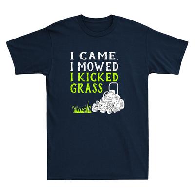 I Came I Mowed I Kicked Grass Funny Lawnmower Landscaping Vintage Men's T-Shirt