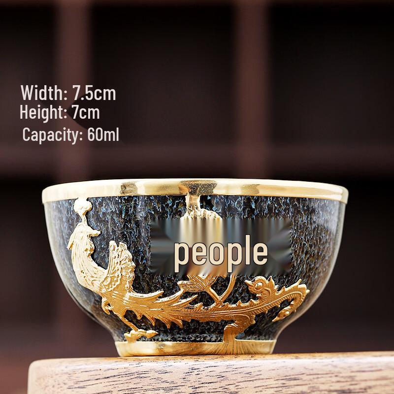 Нефритовая керамическая чайная чашка с глазурью «кильн» и золотой инкрустацией