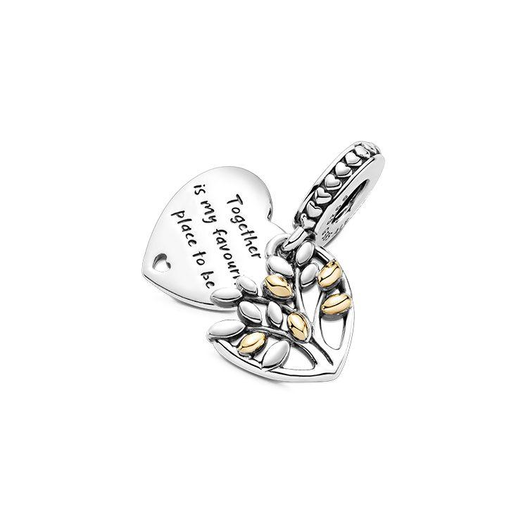 Pandora Shine Two-Tone Family Tree Heart Pendant Unisex Jewelry 799161C00 Multicolor,F