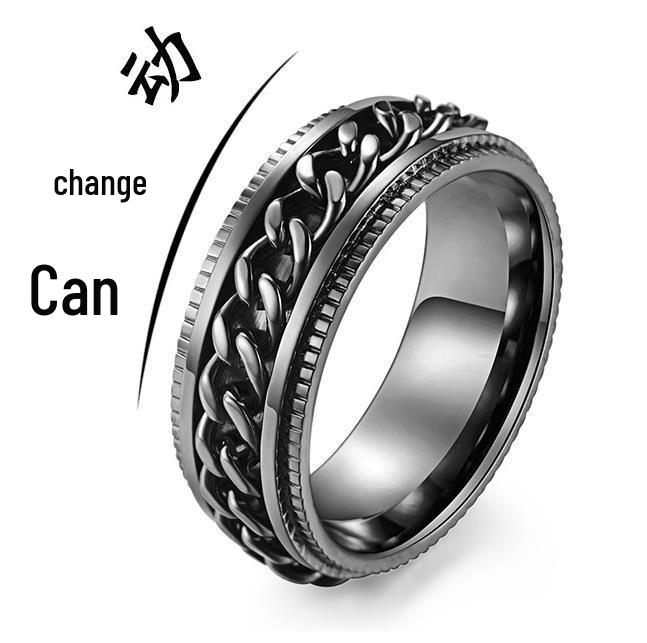 Trendy Rotatable Titanium Steel Chain Ring - Fashion Hip-Hop Couple Jewelry