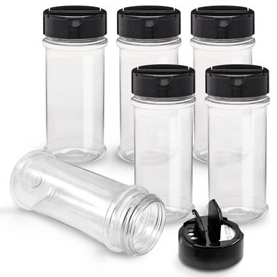 5.5Oz Plastic Spice Jars with Black Cap,Plastic Bottle Containers with Shaker Lids for Storing Spice,Herbs and Seasoning Powders