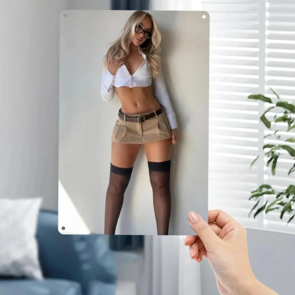 Blonde Lady Metal Wall Art - 7.87x11.8in Elegant 2D Iron Plaque, Pre-Drilled Weatherproof for Indoor Outdoor Home Garden Decor