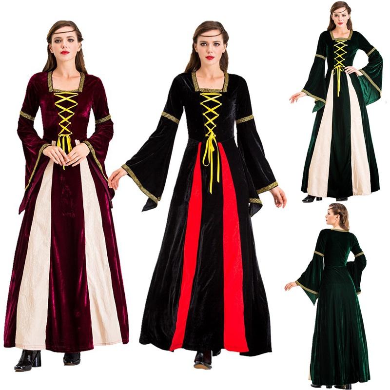 Enchanting Black Vintage Medieval Court Cosplay Maxi Dress For Halloween Events