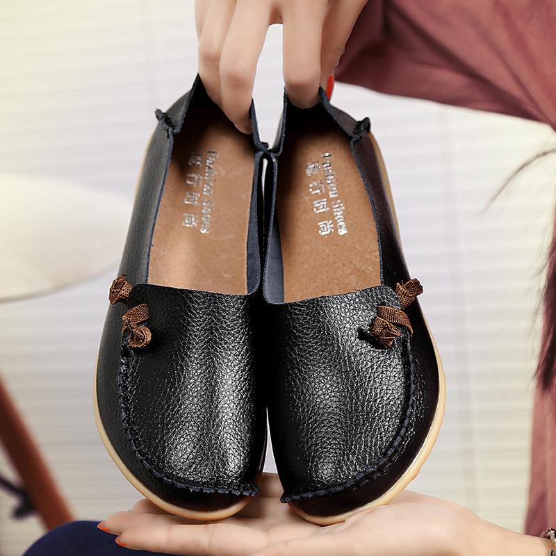Plus Size Genuine Leather Low-Top Loafers for Women