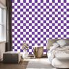 Checkerboard Wallpaper in Purple, White and Lavender for Living Room and Bedroom 50x1000