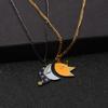 Moon And Sun Pendant Necklace With Alloy Material For Couples Casual Wear