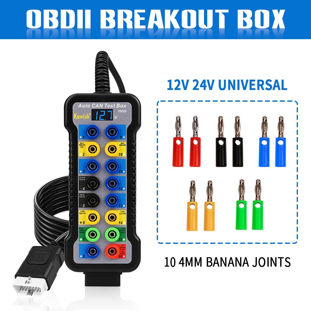 

2026 OBDII Auto Car Break out Box Obd Breakout Box Car Protocol Detector with Pin out Car Obd2 Interface Monitor for Vehicle with 10pcs joints