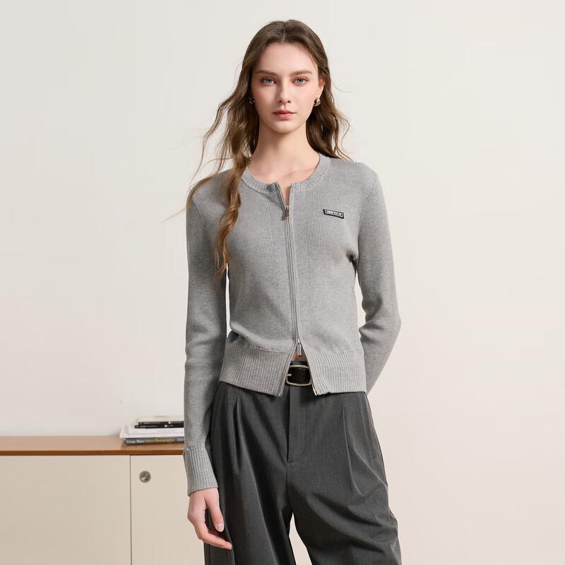 Sancai Women s Lyocell Blend Round Neck Knit Short Cardigan M (160/84A)