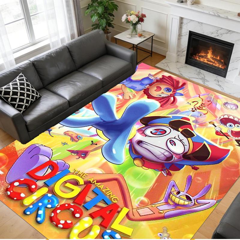 Anti‑Slip Crystal Velvet Floor Rug, The Amazing Digital Circus Design Carpet for Indoor Living Bedroom Home Decoration