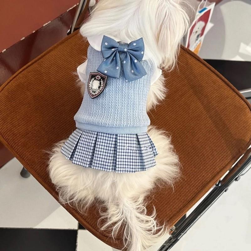 Pet Knit Sweater Dress Small Dogs Winter Warm Outfit Teddy Bichon Pomeranian Schnauzer