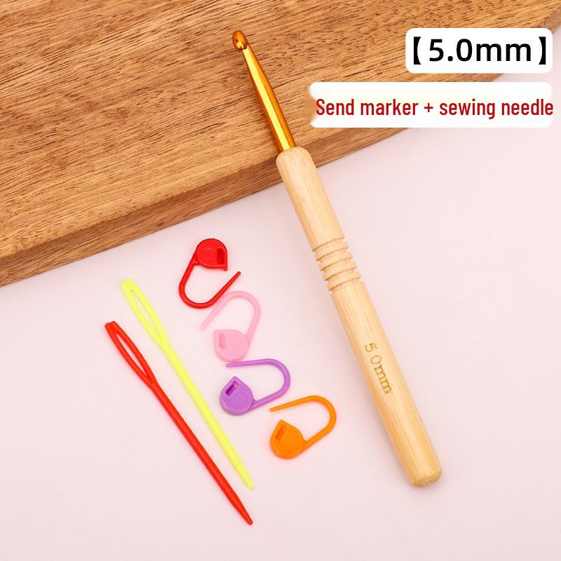 Set croșete din lemn rotunde pentru proiecte cu fir: Pulover, Păpușă, Papuci de casă și Pachet Material Tricotat